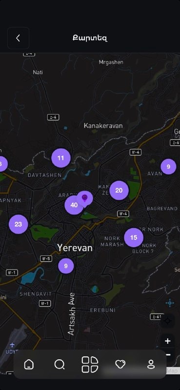 Քարտեզ՝ տարածքի նախագծերով